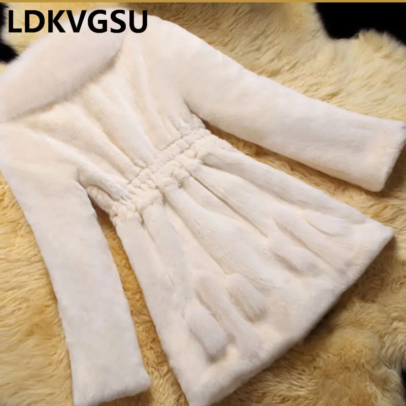 

Large Size 6XL Women's Fashion Fur Coat 2018 Winter New Female Artificial Fox Fur Mid Long Section Leisure Mink Fur Coat Is958