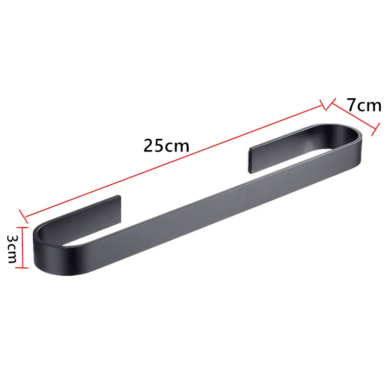 Black 45cm Ванная комната Водонепроницаемый удар- Алюминий Полотенца бар один Полотенца стойки Ванная комната Матовый черный настенный Полотенца держатель 25/45 см - Цвет: Black 45cm