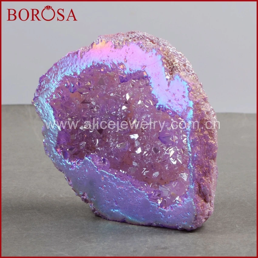 

BOROSA Mix Color 1KG Aura Quartz Healing Stones Natural Crystals Geode Druzy Stone, Spirit Quartz, Hybrid Crystal Geode