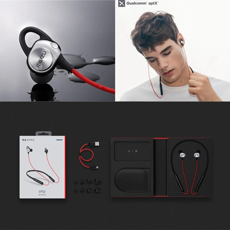 Meizu EP52/EP51 Беспроводной Bluetooth 4,1 спортивные наушники стерео гарнитура с микрофоном Поддержка Apt-X 8 играть час Водонепроницаемый IPX5