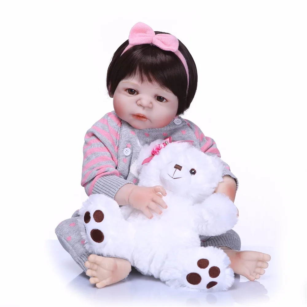

Реалистичные силиконовые виниловые куклы Новорожденные, реалистичные куклы для девочек, 57 см, Подарочная игрушка-медведь