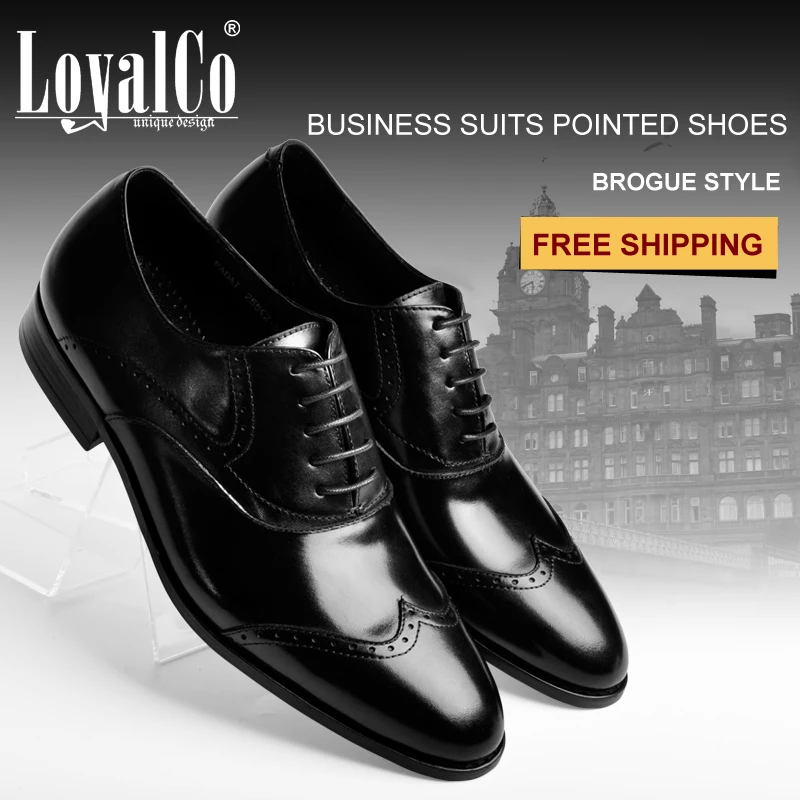 2015 Men's Brogues Formal Business Male Flats Black wedding shoes men lace up dress formal oxfords | Обувь