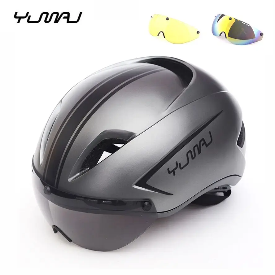 titanium 3 линзы, новинка, Aero TT, дорожный велосипедный шлем, магнитные очки, для гонок, велоспорта, спорта, защитный шлем, TT Timed, дорожный велосипедный шлем, объектив - Цвет: titanium