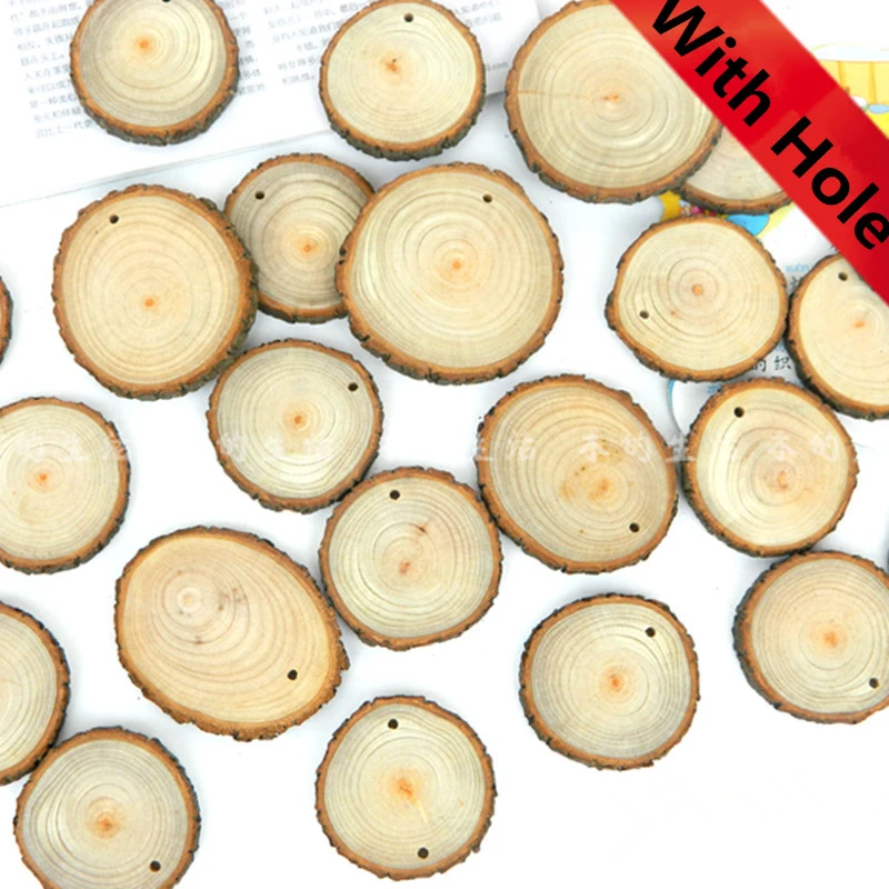1 шт. натуральные круглые деревянные ломтики круги с круглыми отверстиями
