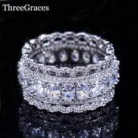 threegraces top quality white gold color oval cubic zirconia setting big wide engagement wedding band rings for brides rg020