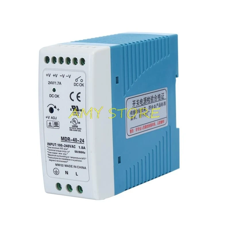 Импульсный источник питания, MDR-40, 40 Вт, 5 В, 12 В, 15 В, 24 В постоянного тока, на Din-рейку, 85-120 В переменного тока/вход-В постоянного тока