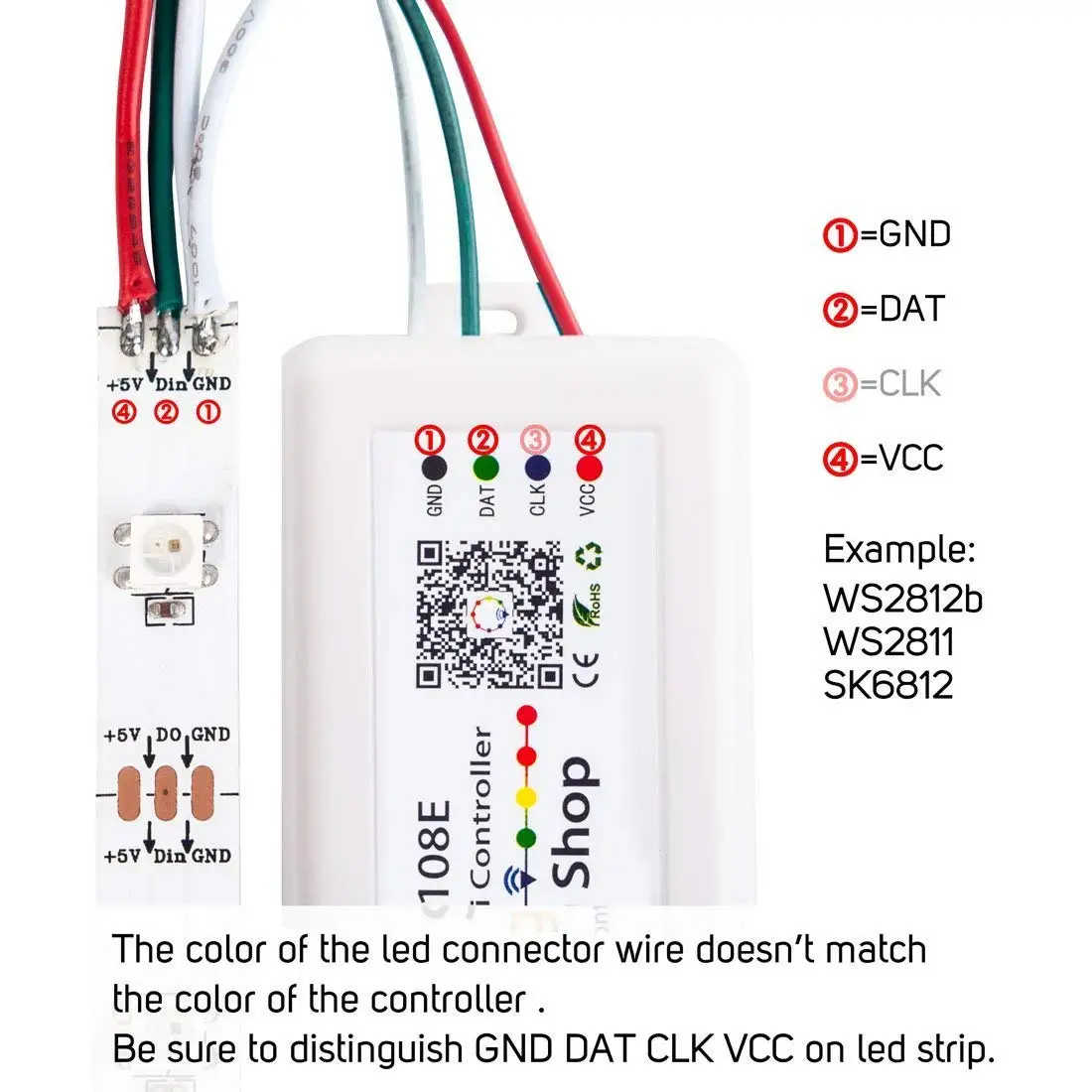 SP108E Wireless Bluetooth Controller APP WS2811 WS2812B WS2801 SK6812 APA102 Individually Addressable Programmable LED Strip | Лампы и