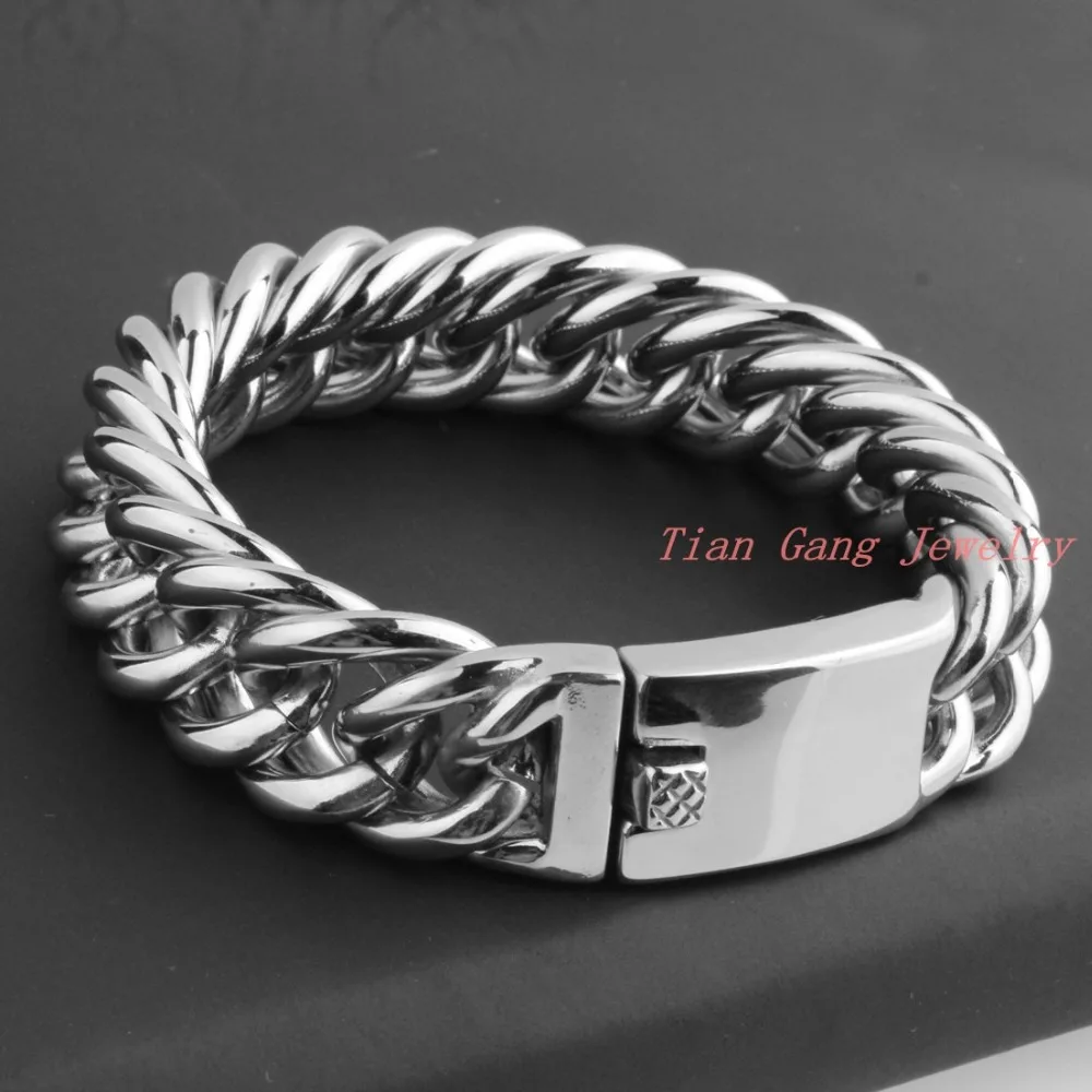 

Men Bracelet Fashion Christmas Gift 22.5cm19mm Silver Color 316L Stainless Steel Chain Bracelets Wholesale Free Shipping