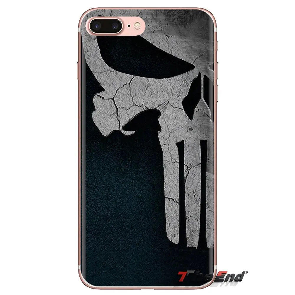 For Samsung Galaxy S3 S4 S5 Mini S6 S7 Edge S8 S9 S10 Plus Note 3 4 5 8 9 Soft Transparent Shell Covers the punisher skull |