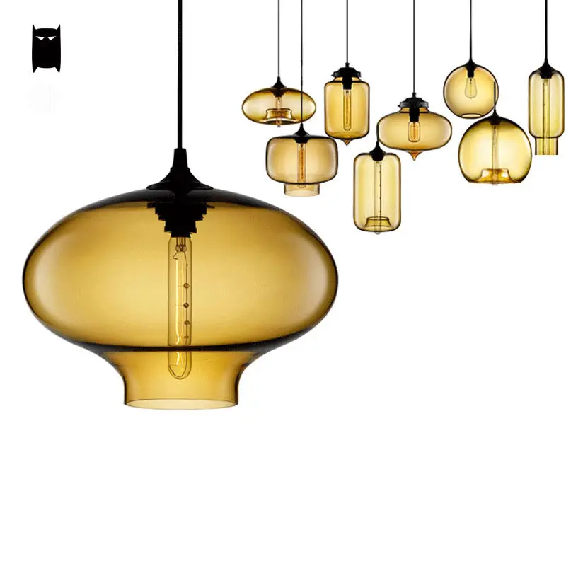 Цветной подвесной светильник с прозрачным стеклянным шариком лампа в