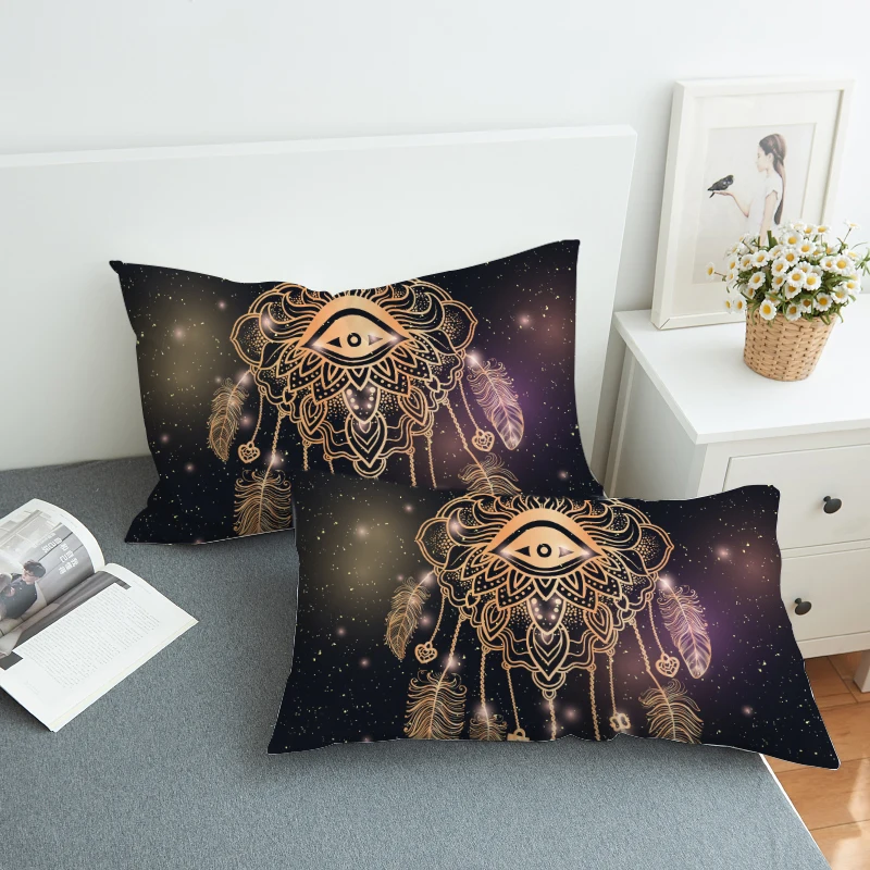 Free shipping novelty gift Dreamcatcher feathers eye pattern bedding sleeping pillow case sham 50*75cm 50*90cm | Дом и сад