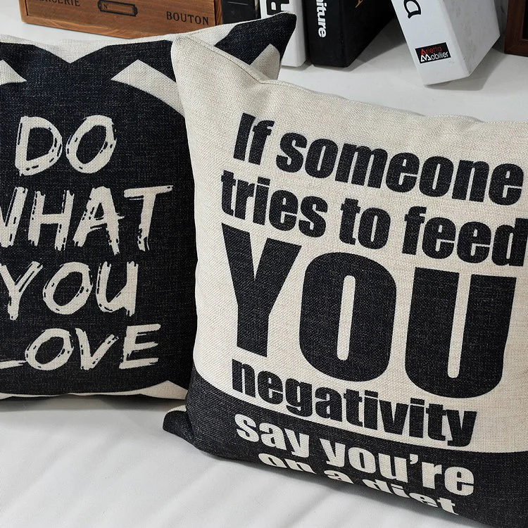 Черный белый цвет подушка с цитатой крышка белье письмо Подушка Чехол крест