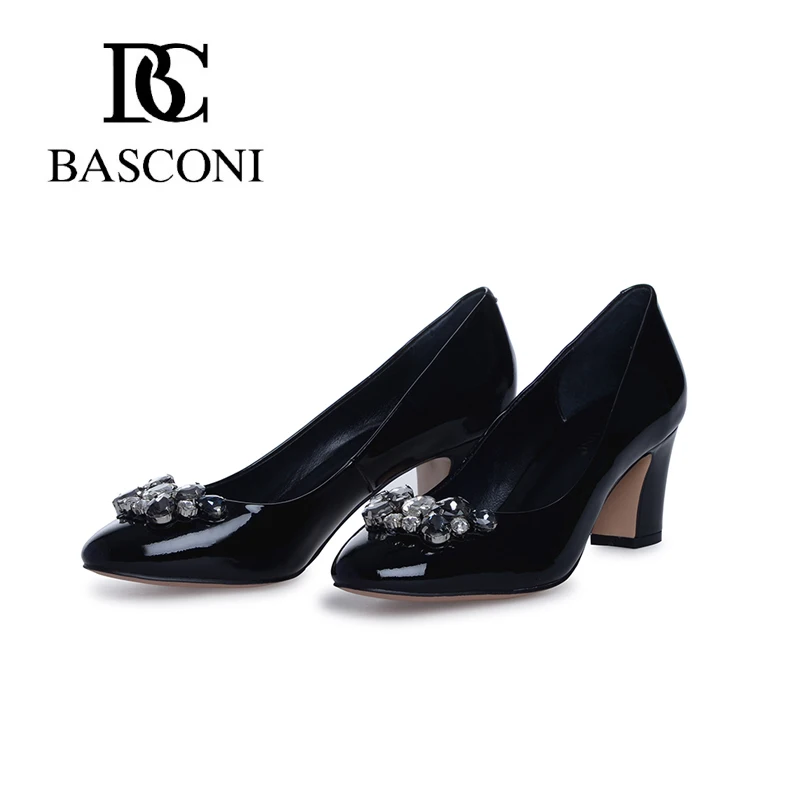 Бесплатная доставка basconi круглый нос мода натуральная лакированная кожа