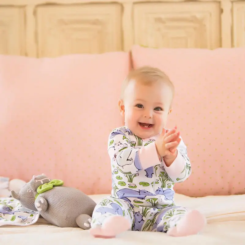 Newborn Infant Baby Girls Kids Cotton Romper Jumpsuit Hippo flowers autumn Print Clothes Outfit | Детская одежда и обувь