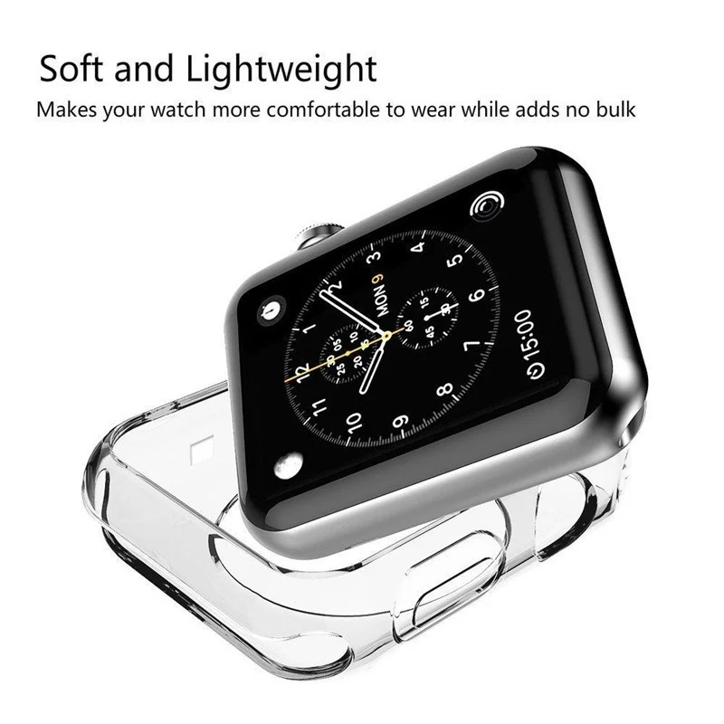 Hoesje Защитные чехлы для Apple Watch 4 3 2 1 Защитная крышка 38 мм 40 мм 42 мм 44 мм мягкий силиконовый бампер Estojo Cas Etui Coque