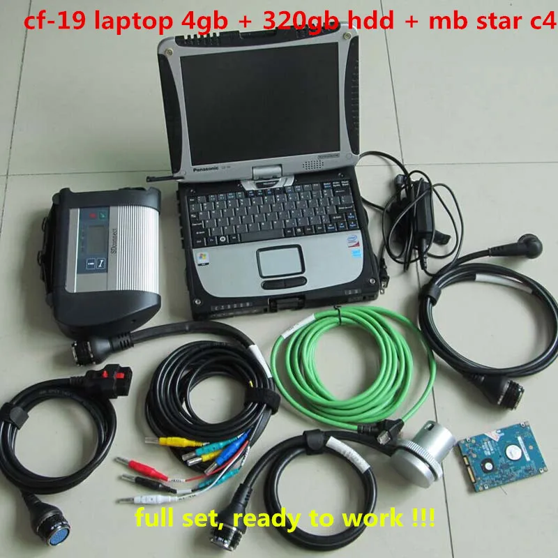 Super MB Star C4 SD Conenct с ноутбуком CF19 диагностический ПК с mb star c4 новейшая версия программного обеспечения V12. hdd готов к работе - Цвет: SD C4 with CF19 HDD
