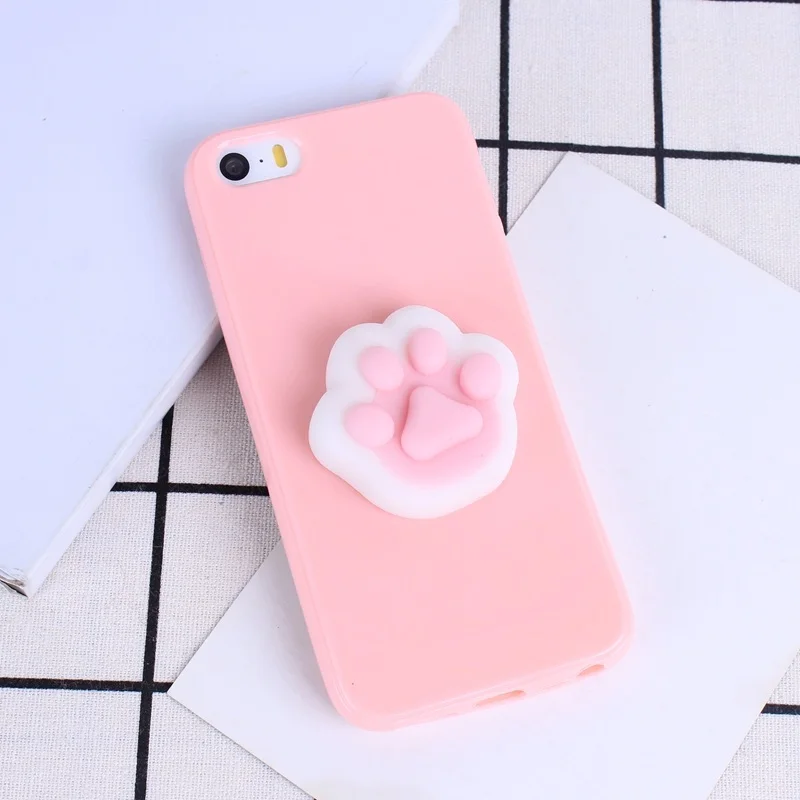 Lovely 3D silicon Cartoon Cute Cat Candy Color for iPhone 5 5s SE Cases phone For 6 6s 7 Plus Soft TPU Case |