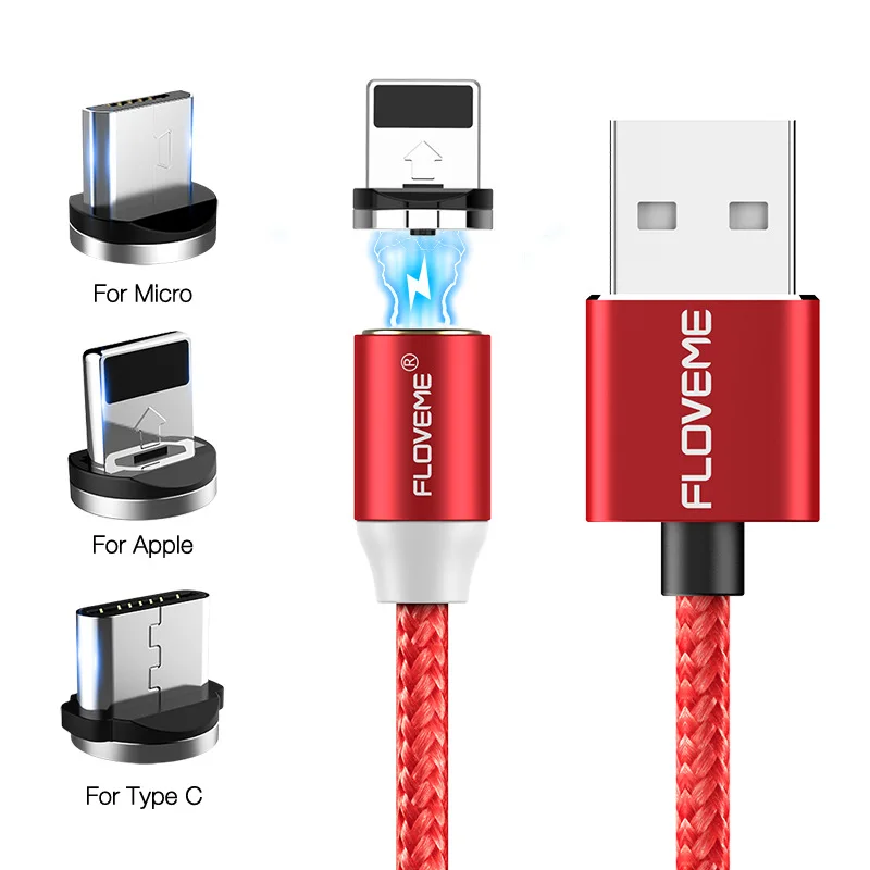 FLOVEME 2A Магнитный зарядный кабель для быстрой зарядки Micro usb type C кабель для освещения USBC/type-C кабель для iPhone samsung