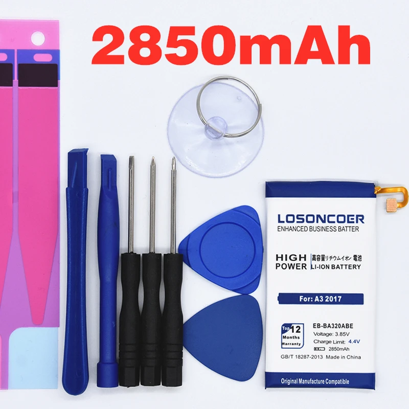 LOSONCOER 2850 мАч EB-BA320ABE батарея для samsung Galaxy A3 A320F батарея+ Подарочные инструменты+ наклейки