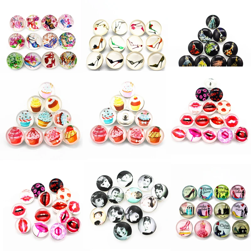 10 шт./лот юбка на высоком каблуке обувные стеклянные пуговицы для губ 18 мм