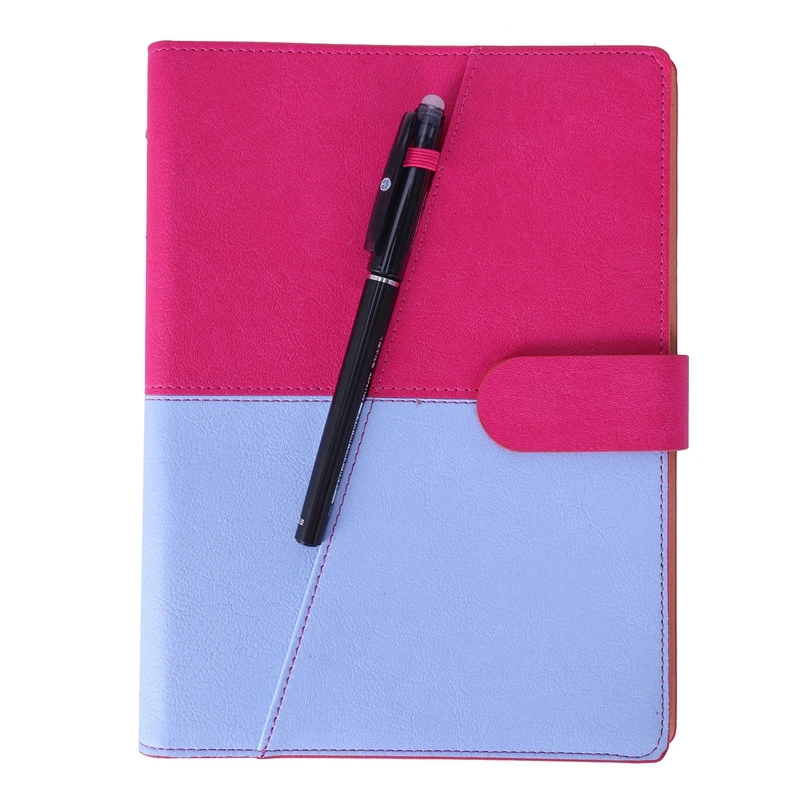Blue pink Стираемый многоразовый смарт-блокнот из искусственной кожи в твердом переплете, блокноты для эскизов, приложение для хранения, Доступно с 1 стираемой ручкой, идеально подходит для Studen - Цвет: Blue pink