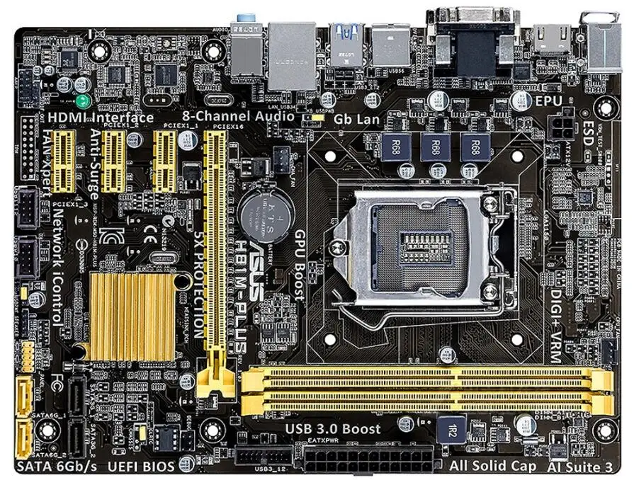 ASUS H81M-PLUS настольная материнская плата LGA 1150 DDR3 USB2.0 USB3.0 I3 I5 I716GB | Компьютеры и офис