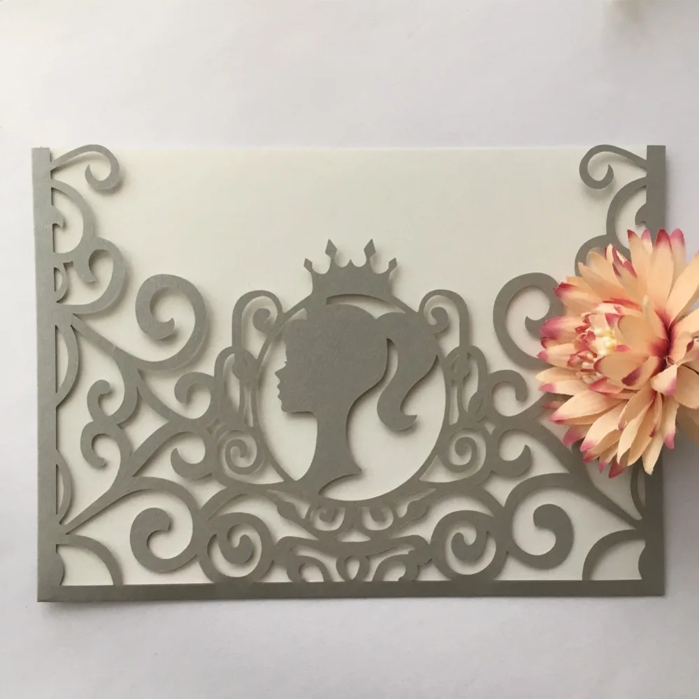 

40Pcs/Lot Laser Cut Carved Girl Pattern Invitations Card Birthday Card Bridal Shower Invite Wedding Invitations Greeting Card