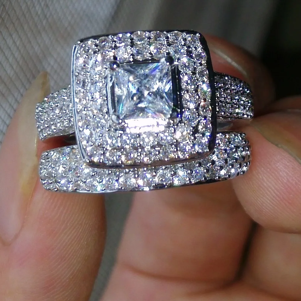 Choucong красивые украшения 134 шт камень 5A Циркон Камень 14KT белое золотое заполненное обручальное кольцо набор Sz 5-11 подарок