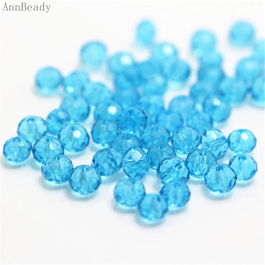 lake blue AnnBeady Черный ab Цвет 3*4 мм 145 шт Rondelle Австрийские граненые Хрустальные стеклянные бусины Свободные разделительные бусины для изготовления ювелирных изделий - Цвет: lake blue