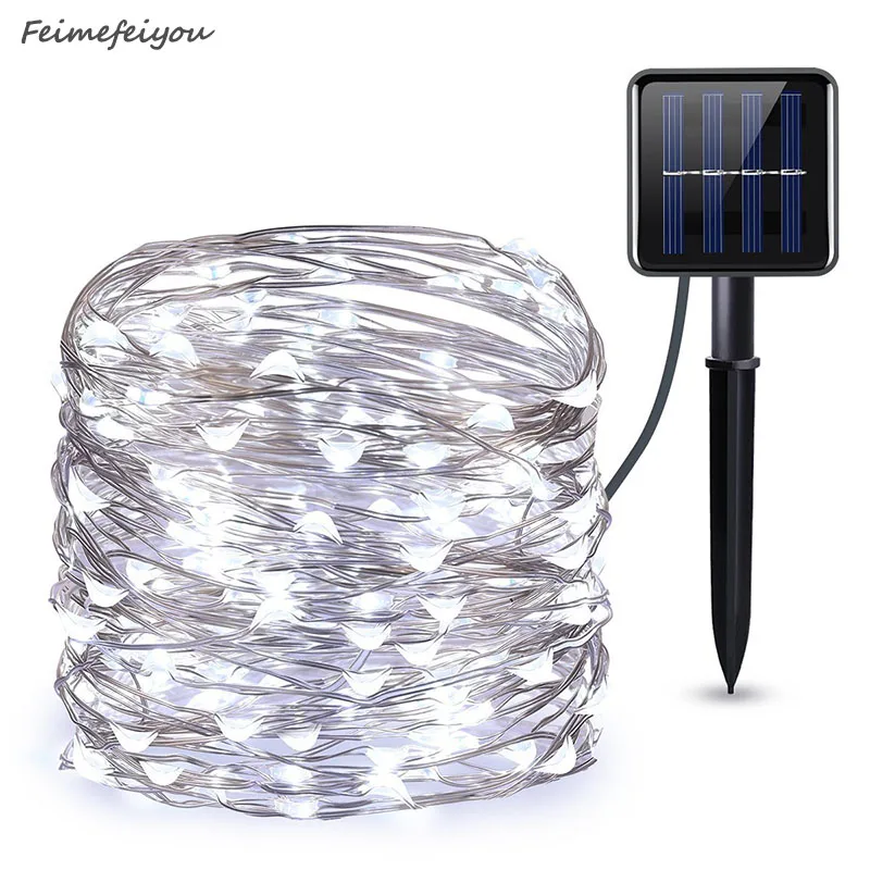 

50/100/200 led solar LED Light Waterproof LED Copper Wire String Holiday Outdoor Fairy Lights Christmas Party Wedding Decoration