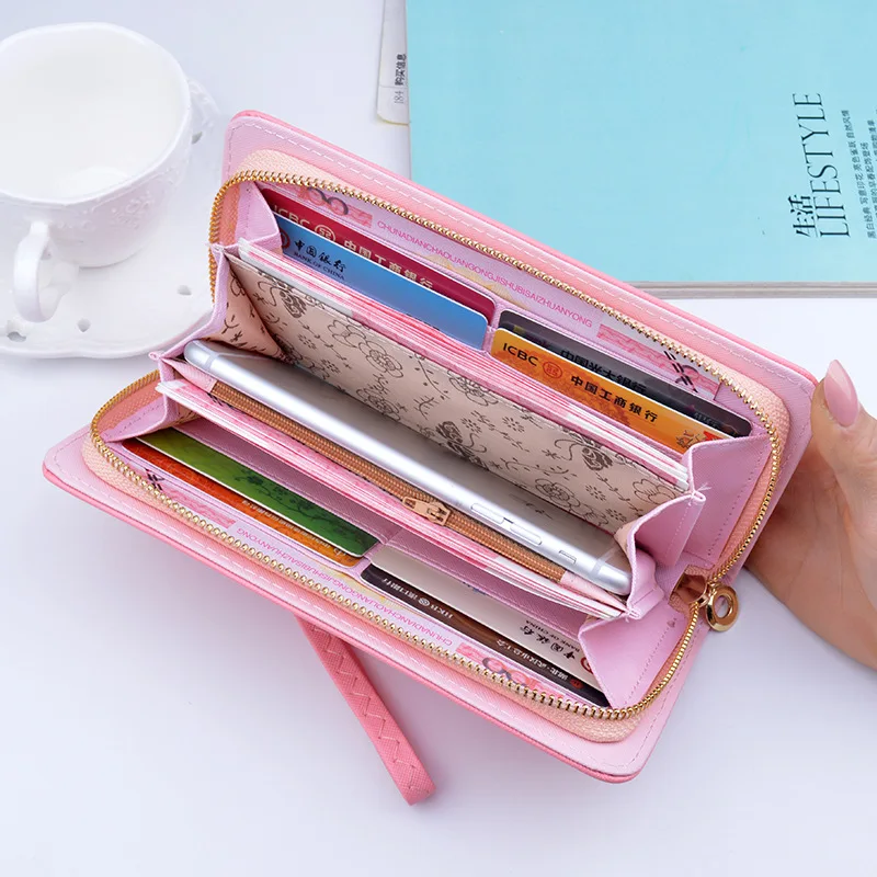 Женский кошелек из искусственной кожи Длинный на молнии Женская сумочка Модный