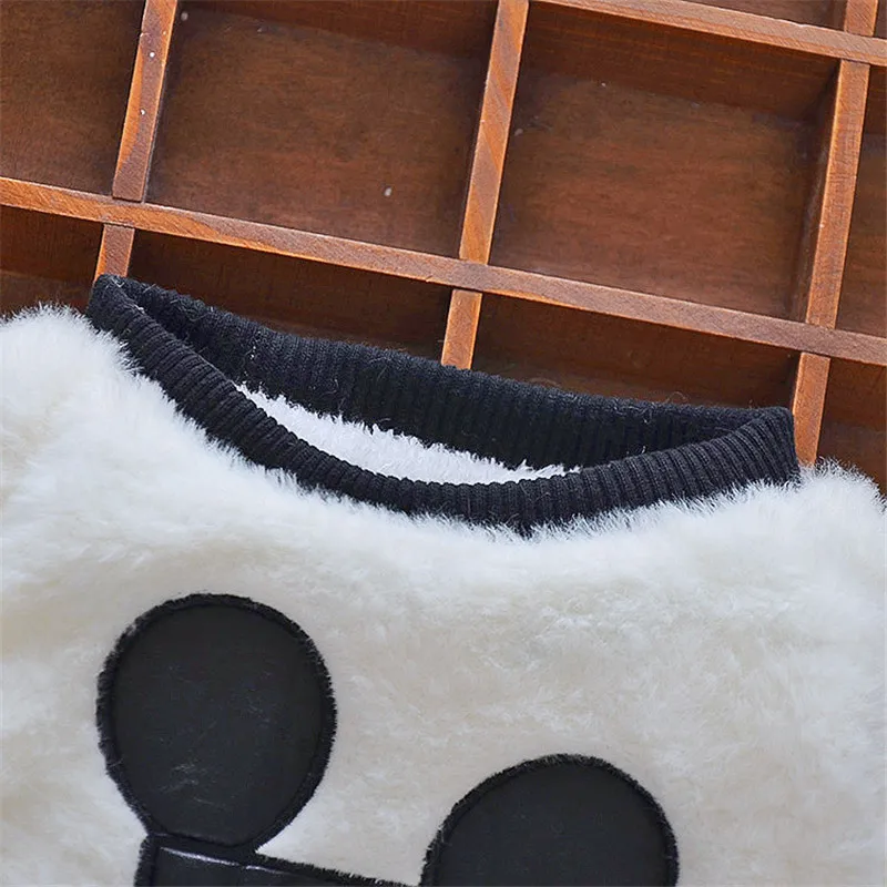 Детский бархатный свитер BibiCola теплый пуловер с мультяшным рисунком для