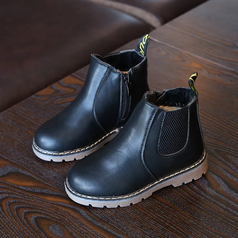 Новинка зимы 2018 утепленные Длинные Плюшевые кожаные короткие Ботинки Martin в стиле