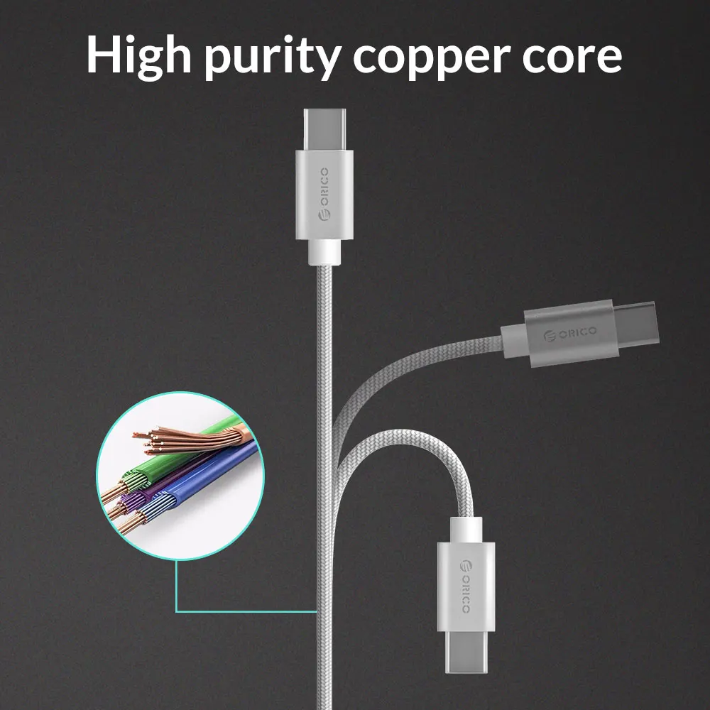 ORICO type-C USB кабель 2A USB C кабель передачи данных для быстрой зарядки type-C USB Кабель зарядного устройства для Nexus 5X, 6 P, OnePlus 2, Xiaomi USB-C
