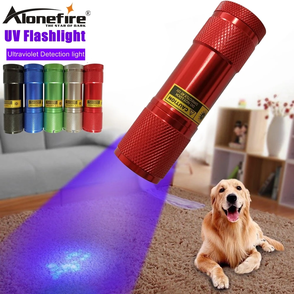 Алюминиевый светильник ALONEFIRE 9Led 395 нм для кошек собак мочи денег отеля Сафет УФ