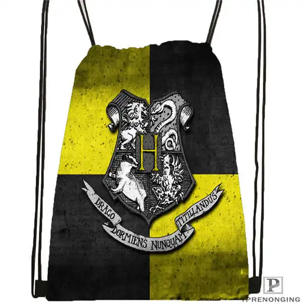Drawstring Backpack Изготовленная на заказ harry_potter_hufflepuff походная сумка на шнурке милый рюкзак для детей(черная спинка) 31x40 см#20180611-02-96 - Цвет: Drawstring Backpack