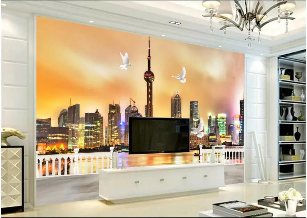 3d wallpaper custom photo Beautiful Oriental Pearl Night Scene decor living room wall murals for walls 3 d | Обустройство дома