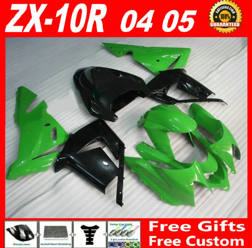 Комплект обтекателей из АБС-пластика для Kawasaki Ninja ZX10R 04 05 комплект зеленых черных