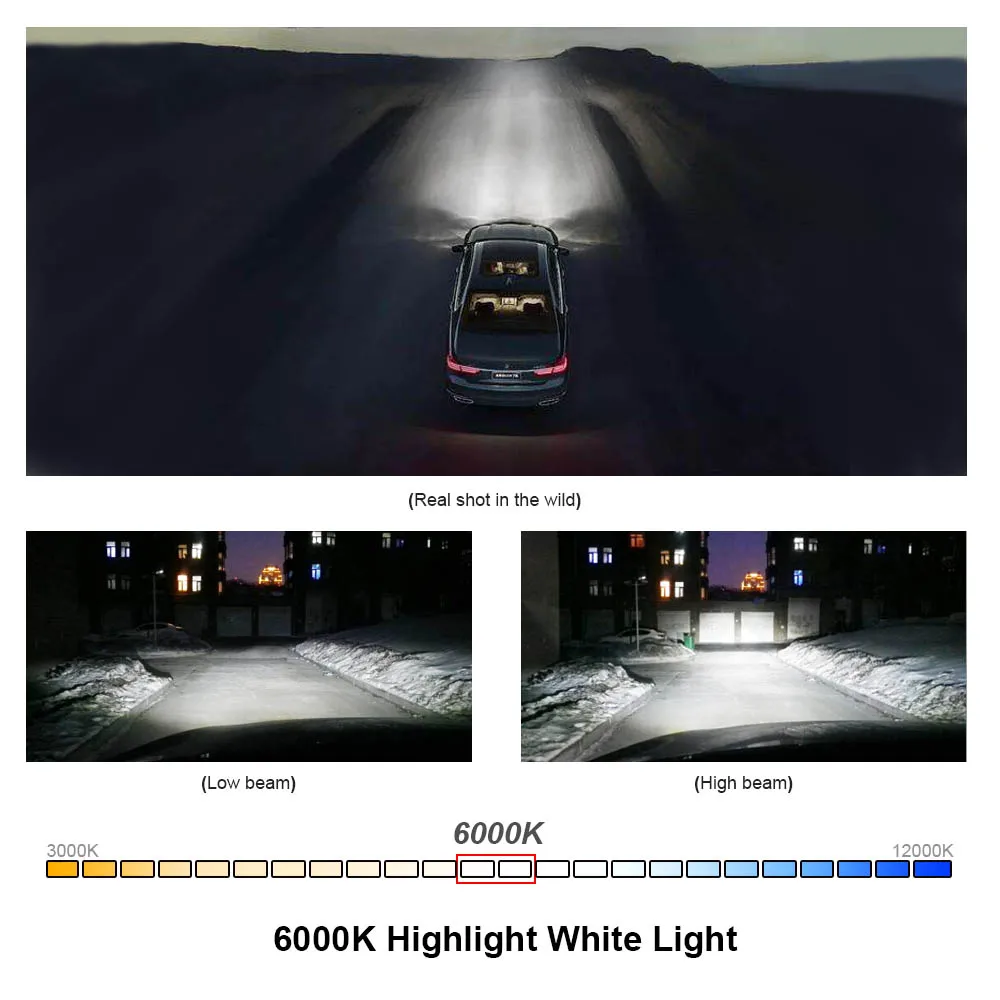 CROSSFOX 12V 6000K Автомобильные светодиодные фары лампы H1 светодиодный H7 H8 H9 H11 9005 HB3 9006 HB4 9003 HB2 H4 светодиодный авто лампы Автомобильные фары 8000LM