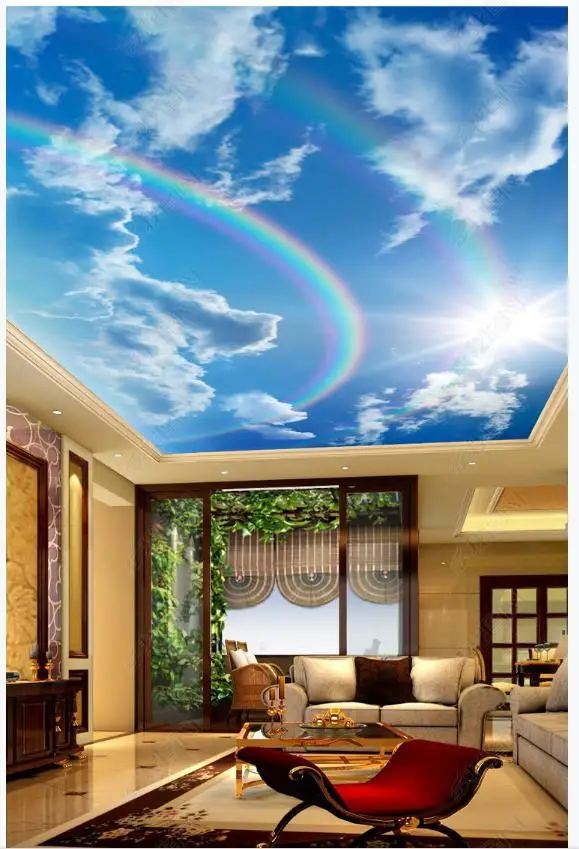 Пользовательские фото обои 3d потолочные радужные фотообои Настенные для декора