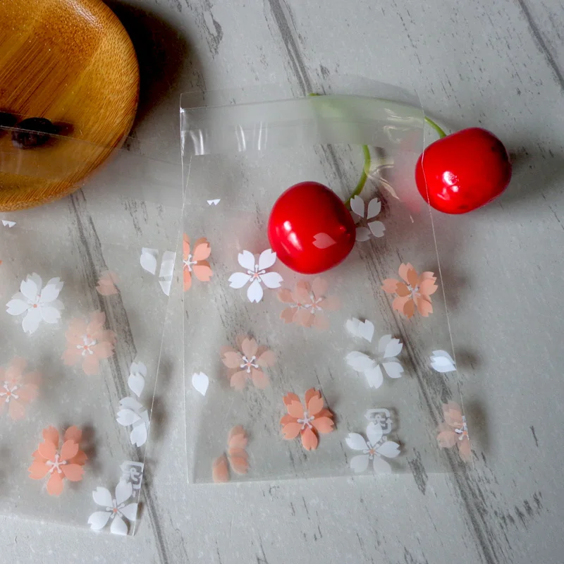 100 шт вишневого цвета маленькие прозрачные пакеты для печенья самоклеющиеся