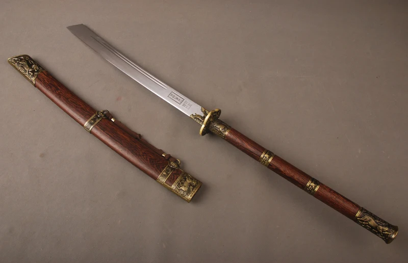 Китайский Меч Kangxi Sabre со сложенным стальным лезвием палисандр Сая для меча 45 см ручка нож украшение дома Императорский телосложитель Косплей