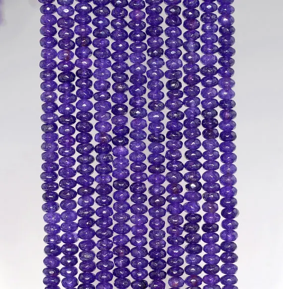 4 х 3 мм Фиолетовый Jade Gemstone Темный Грановитая Rondelle Loose Бусы 15 дюймов Полный Strand
