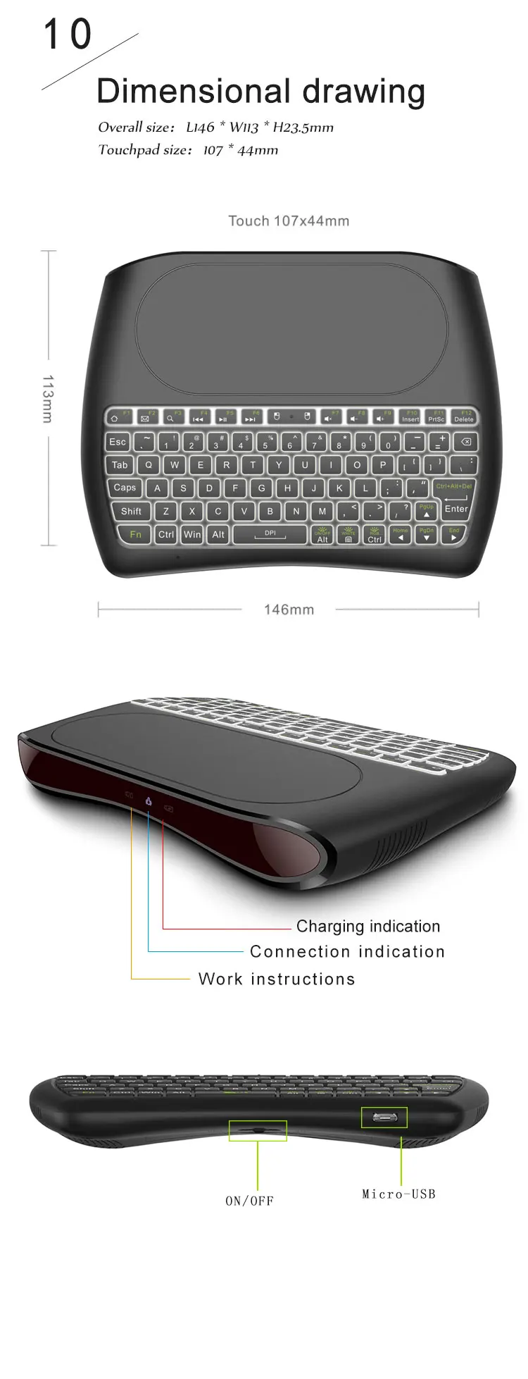 L8STAR D8-S 2,4G RGB беспроводная клавиатура с сенсорной панелью с подсветкой Fly Air mouse USB пульт дистанционного управления для ноутбука Мини ПК Android tv BOX