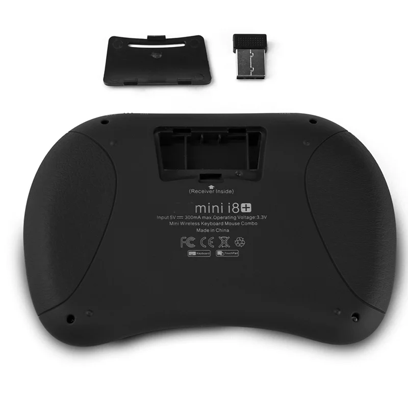 Беспроводная Клавиатура Mini I8 air mouse flying squirrel 2,4G с тачпадом Трехцветная подсветка-русский, испанский, английский на выбор