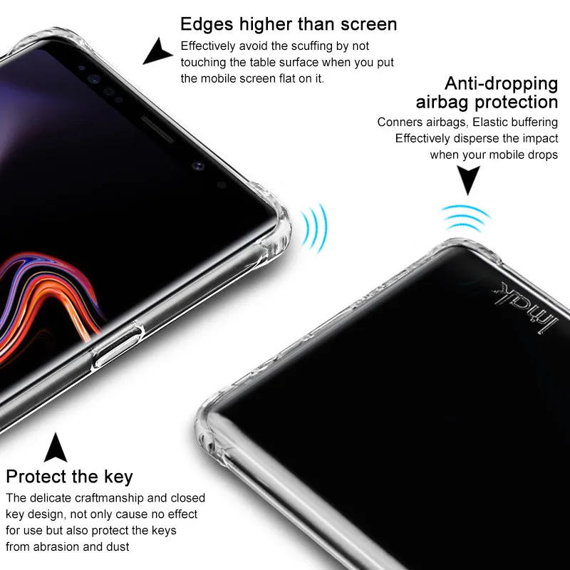 IMAK Для Samsung Galaxy Note 9 ТПУ чехол для S9 Plus с анти взрывом мягкая защита подушка