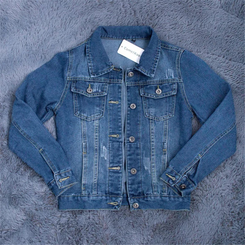 Женское джинсовое пальто винтажное приталенное с длинным рукавом Повседневная