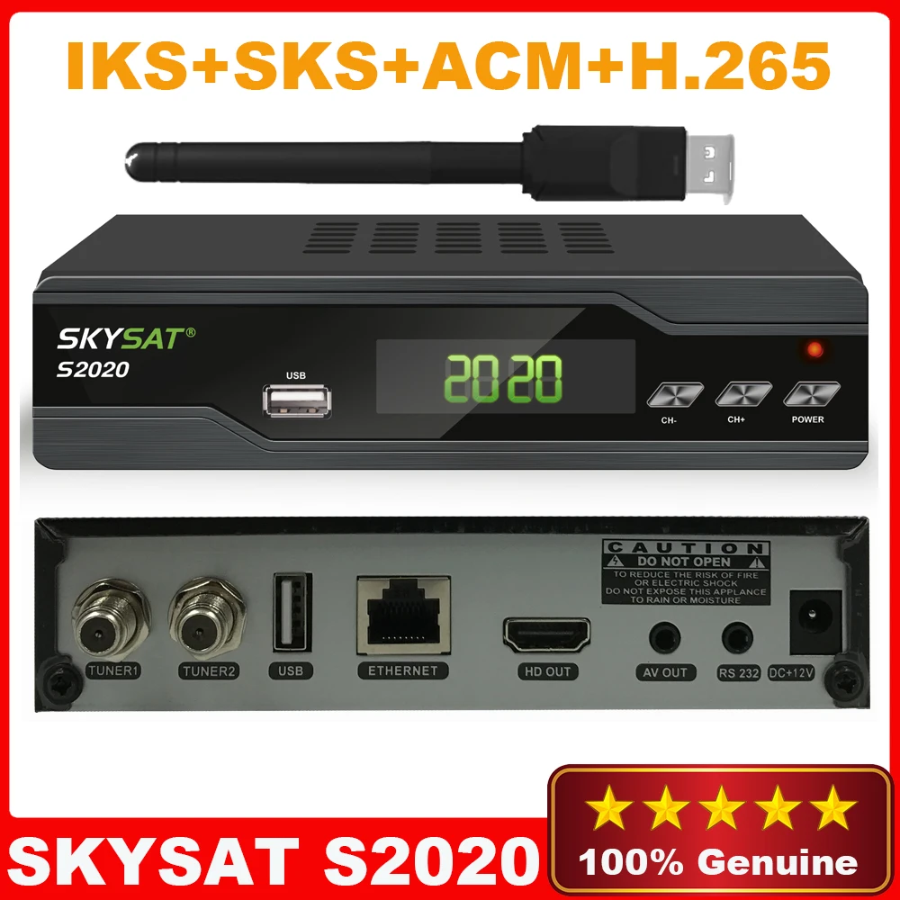 SKYSAT S2020 двойной тюнер H.265 HEVC цифровой DVB-S2 спутниковый ресивер Поддержка Икс SKS ACM
