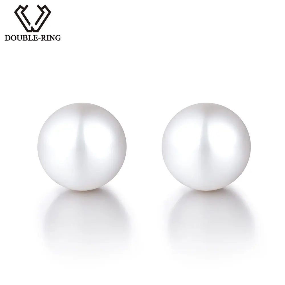 

DOUBLE-R 925 Sterling Silver Freshwater Cultured 6-7mm White freshwater pearl earrings pearl stud earrings Fine Jewelry