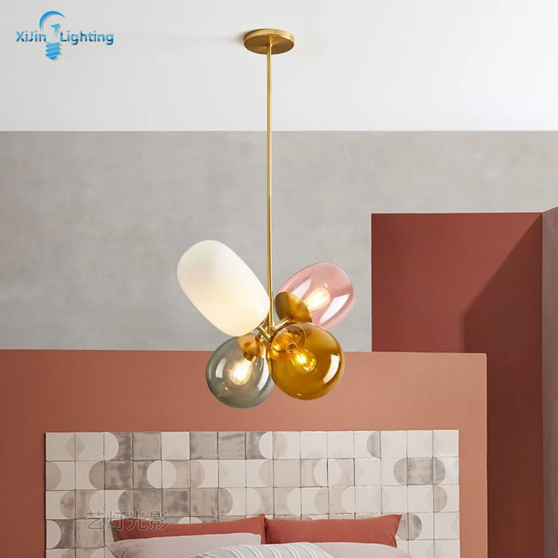 Современная подвесная 4 вида цветов стеклянная Подвесная лампа Декор